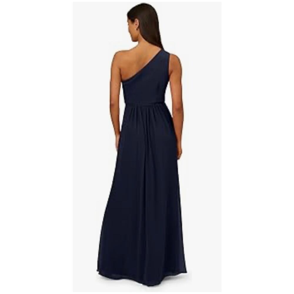 NWOT Adrianna Papell Women's One Shoulder Chiffon Gown SZ 0 - Picture 3 of 6